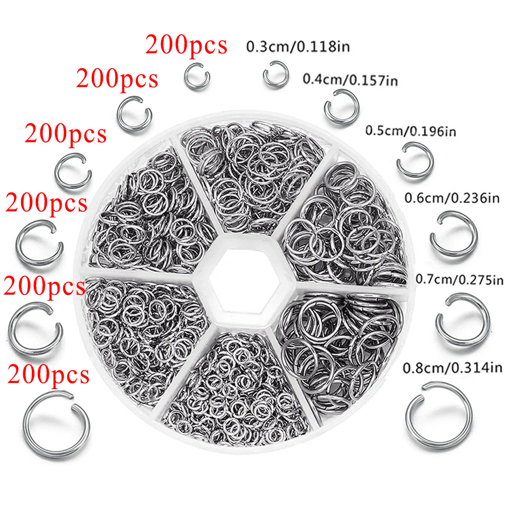 1200pcs Stainless Steel Jump R - Jewelry Making Closed Jump Rings ulasan dan harga