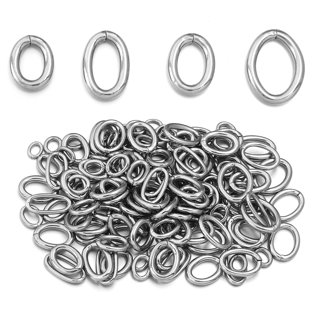 20pcs/lot Stainless Steel Oval - Jewelry Making Closed Jump Rings ulasan dan harga